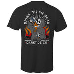 darktide, co, darktideco, d shirt, darktide co d shirt, clothing, shirt, sunshine coast, queensland, t shirt, streetwear, dark clothing, black, chest patch, logo, drink til i'm dead